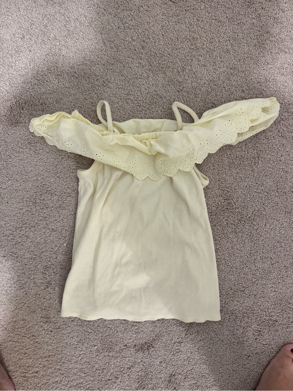 Cat & Jack Cream Eyelet Ruffle Tank Top